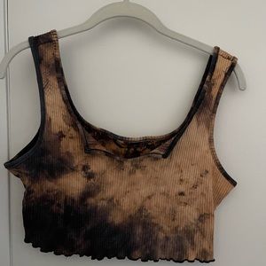 black bleach tie dye crop top